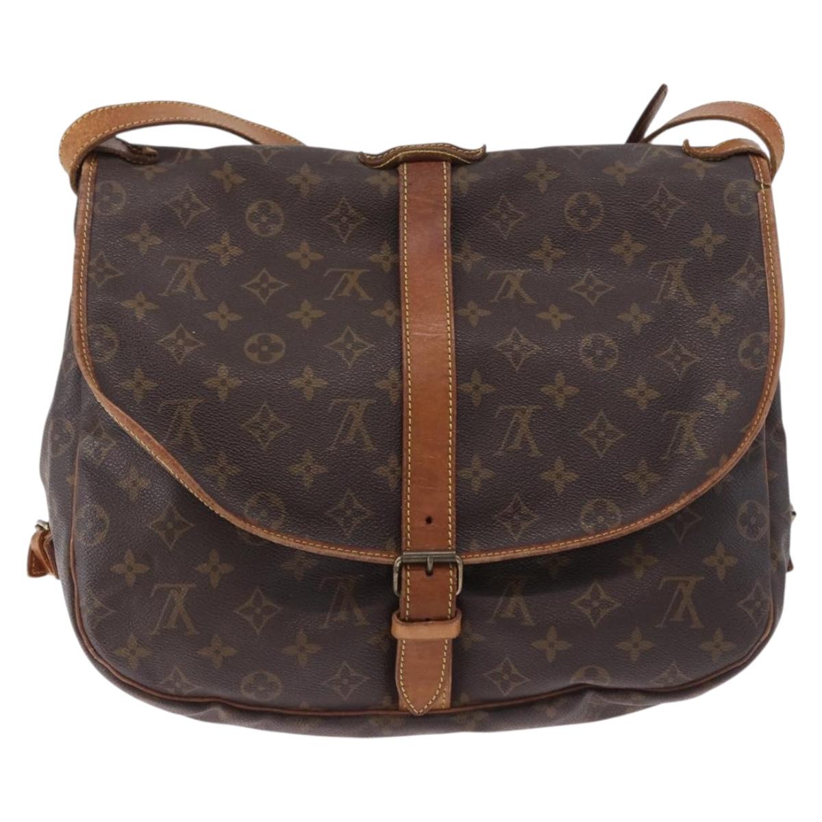 LOUIS VUITTON Monogram Saumur 35 Shoulder Bag M42254 LV Auth BA14551