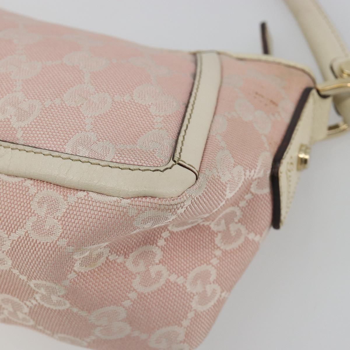 GUCCI GG Canvas Abbey Hand Bag Pink Gold Tone 130939 Auth BA14560