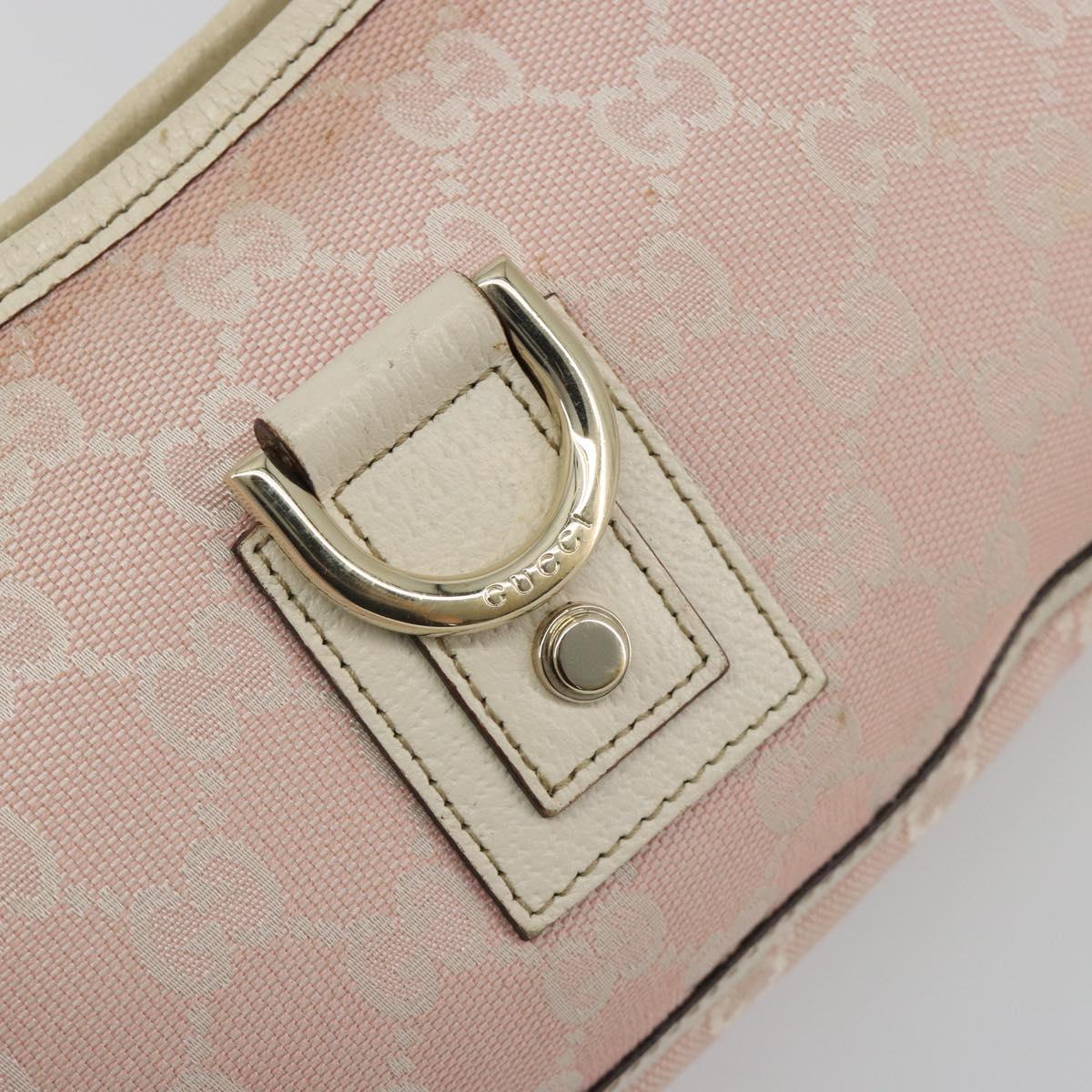 GUCCI GG Canvas Abbey Hand Bag Pink Gold Tone 130939 Auth BA14560