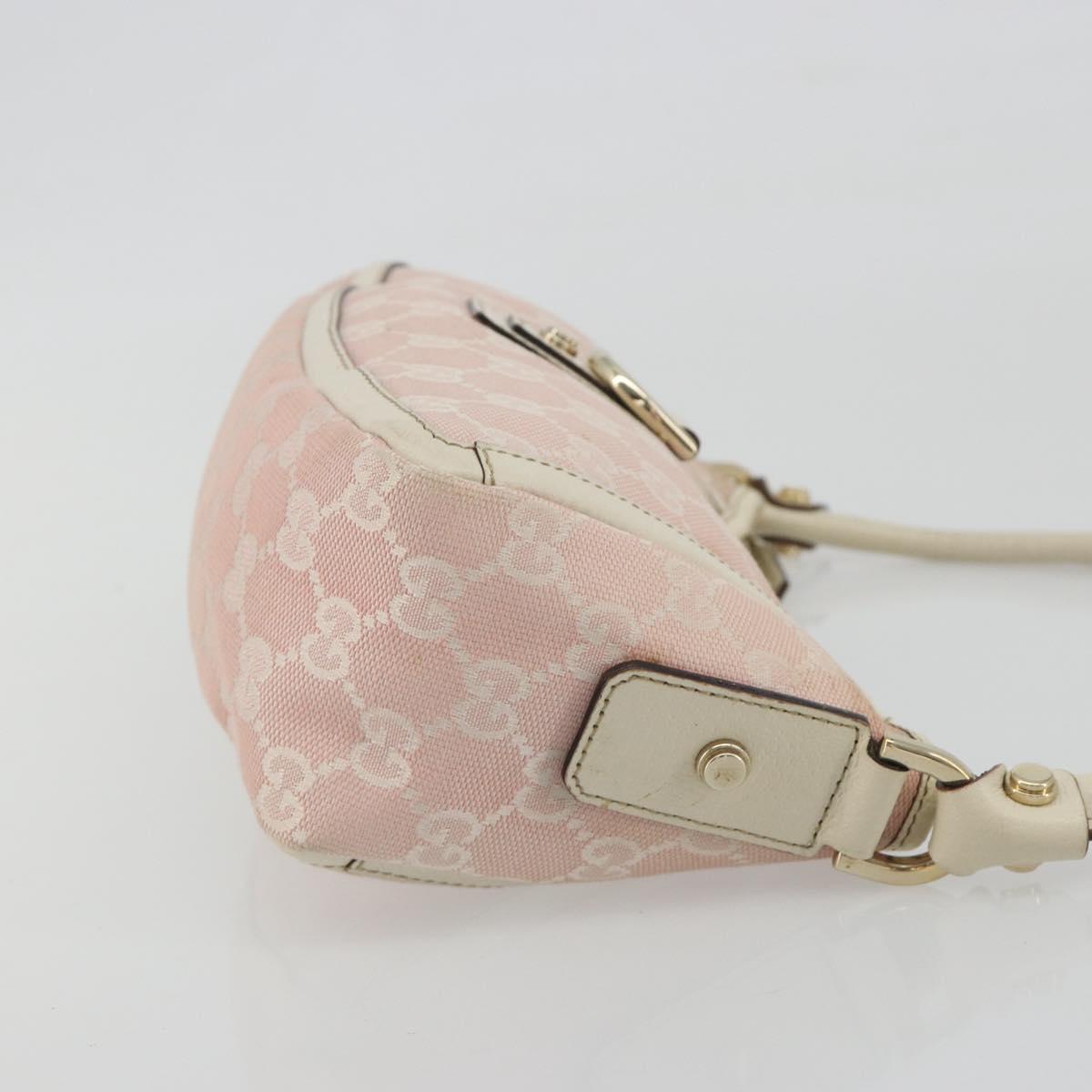 GUCCI GG Canvas Abbey Hand Bag Pink Gold Tone 130939 Auth BA14560