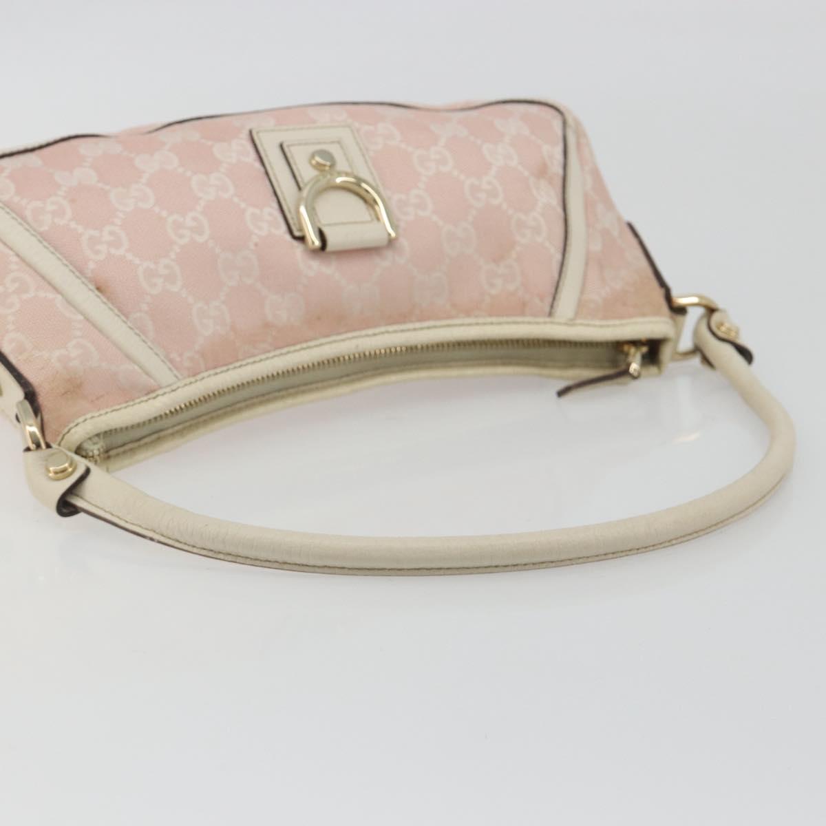 GUCCI GG Canvas Abbey Hand Bag Pink Gold Tone 130939 Auth BA14560