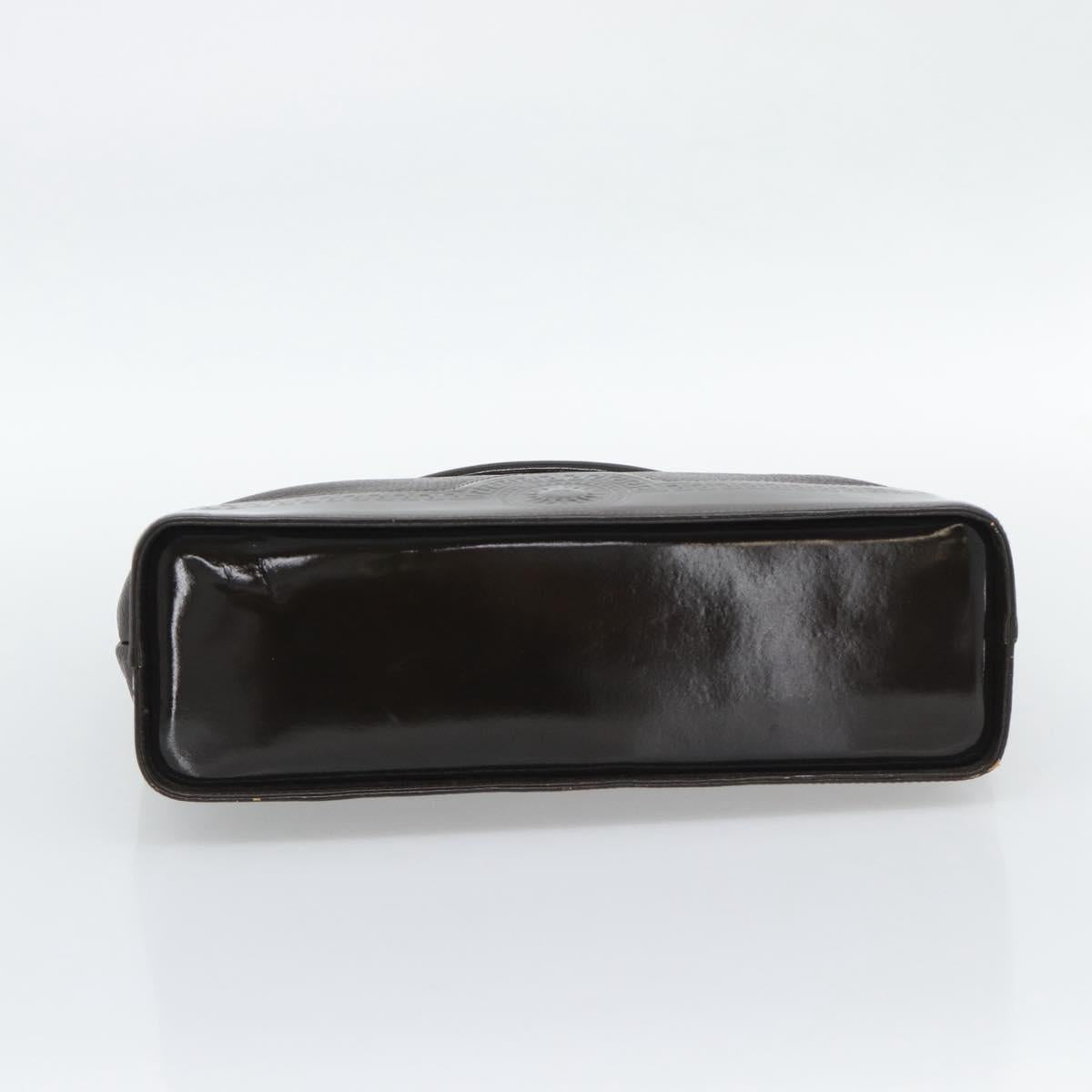 VERSACE Hand Bag Leather Brown Gold Tone Auth BA14561