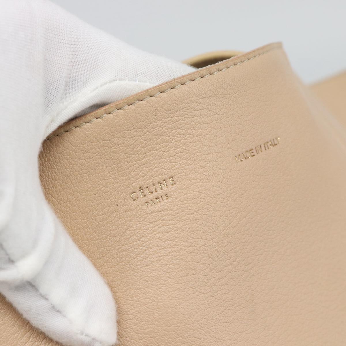 CELINE Tote Bag Leather Beige Auth BA14562A