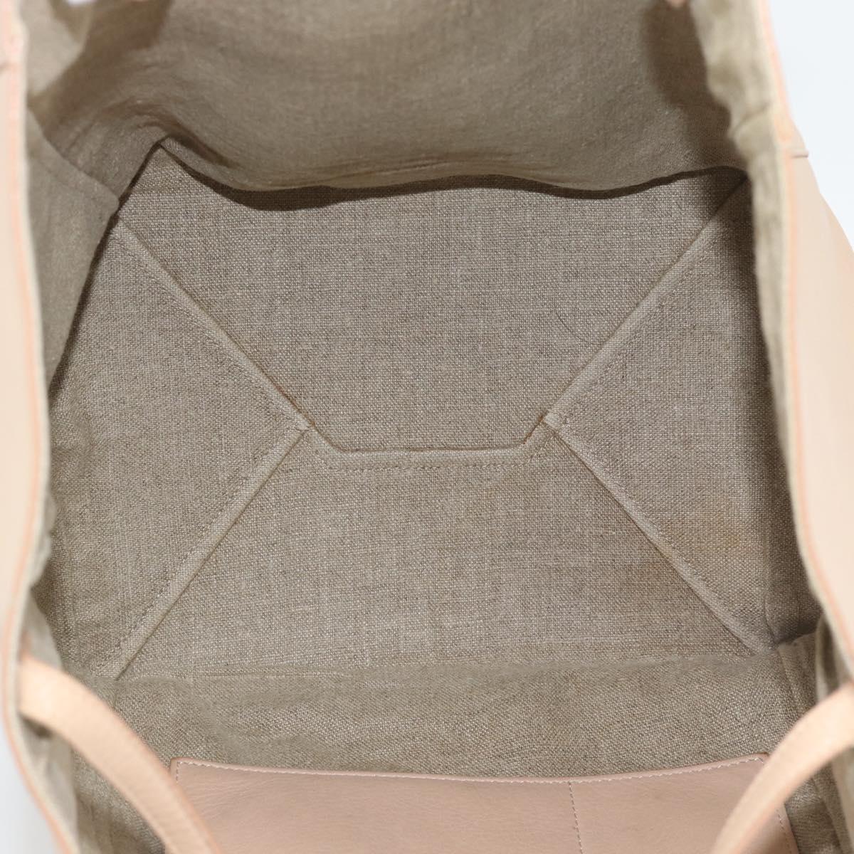 CELINE Tote Bag Leather Beige Auth BA14562A
