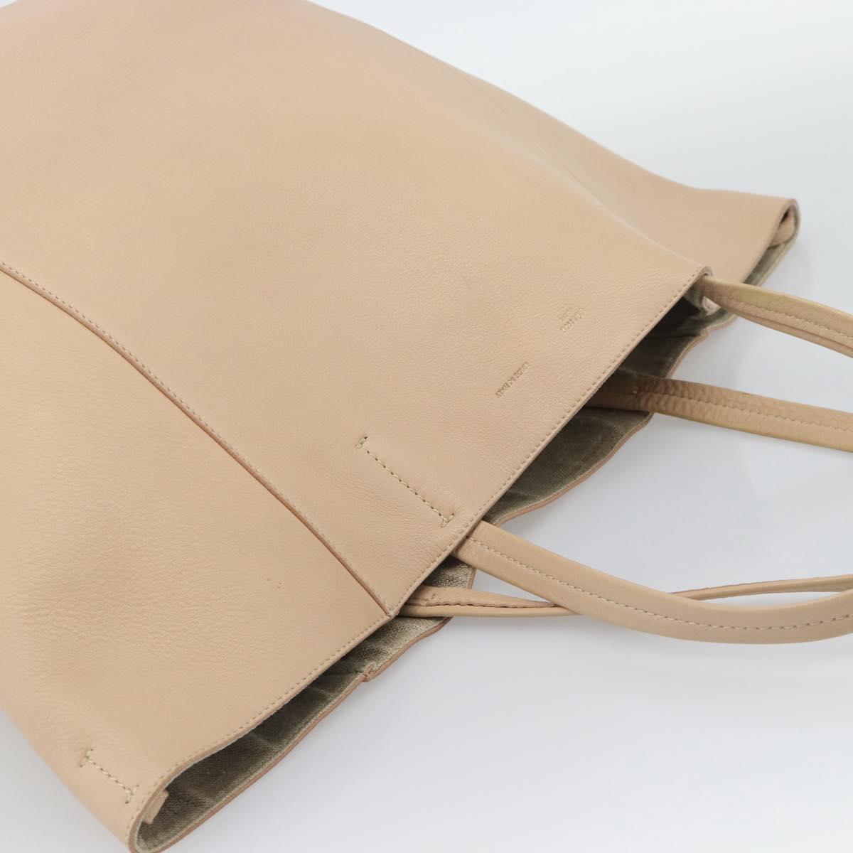CELINE Tote Bag Leather Beige Auth BA14562A