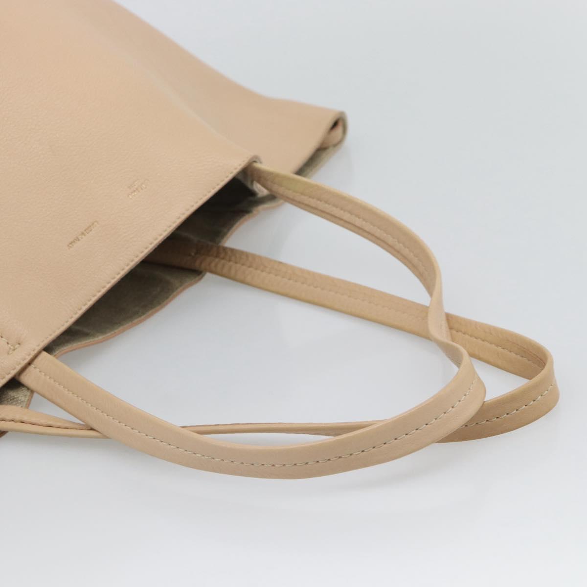 CELINE Tote Bag Leather Beige Auth BA14562A