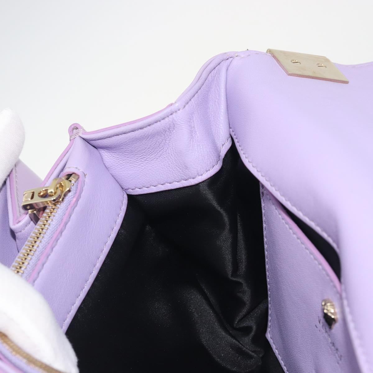 VERSACE Medusa Chain Shoulder Bag Patent Purple Gold Tone Auth BA14565A