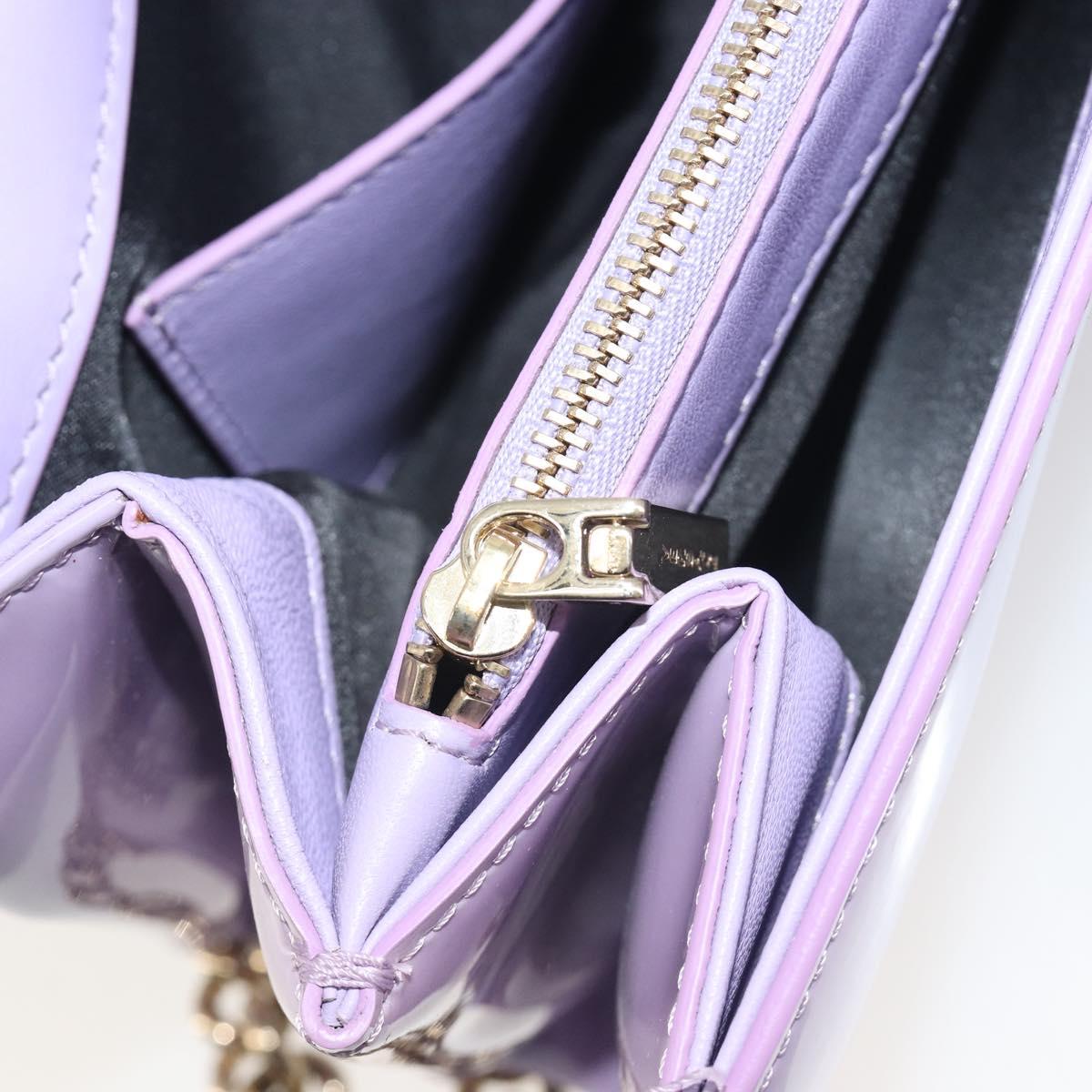 VERSACE Medusa Chain Shoulder Bag Patent Purple Gold Tone Auth BA14565A