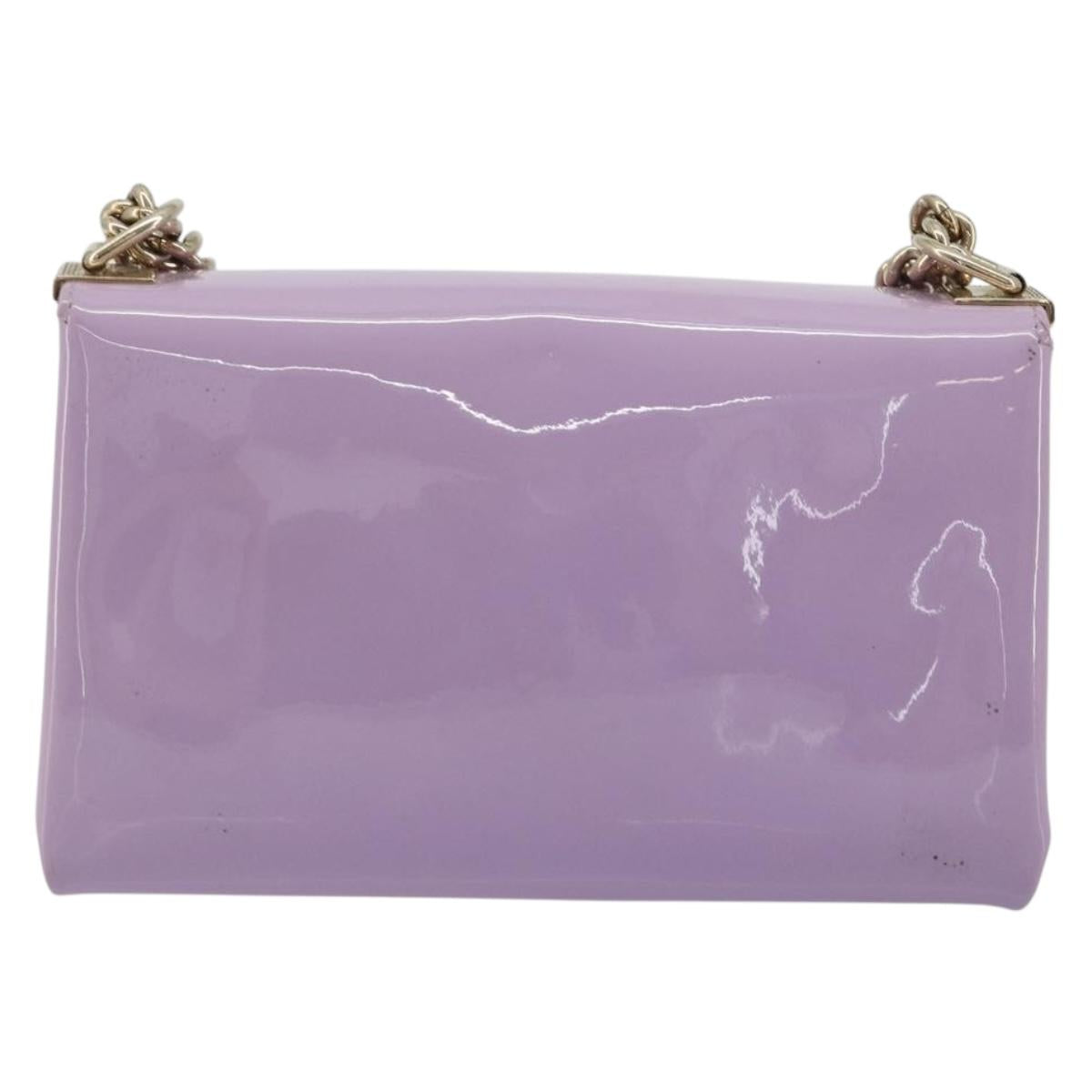 VERSACE Medusa Chain Shoulder Bag Patent Purple Gold Tone Auth BA14565A
