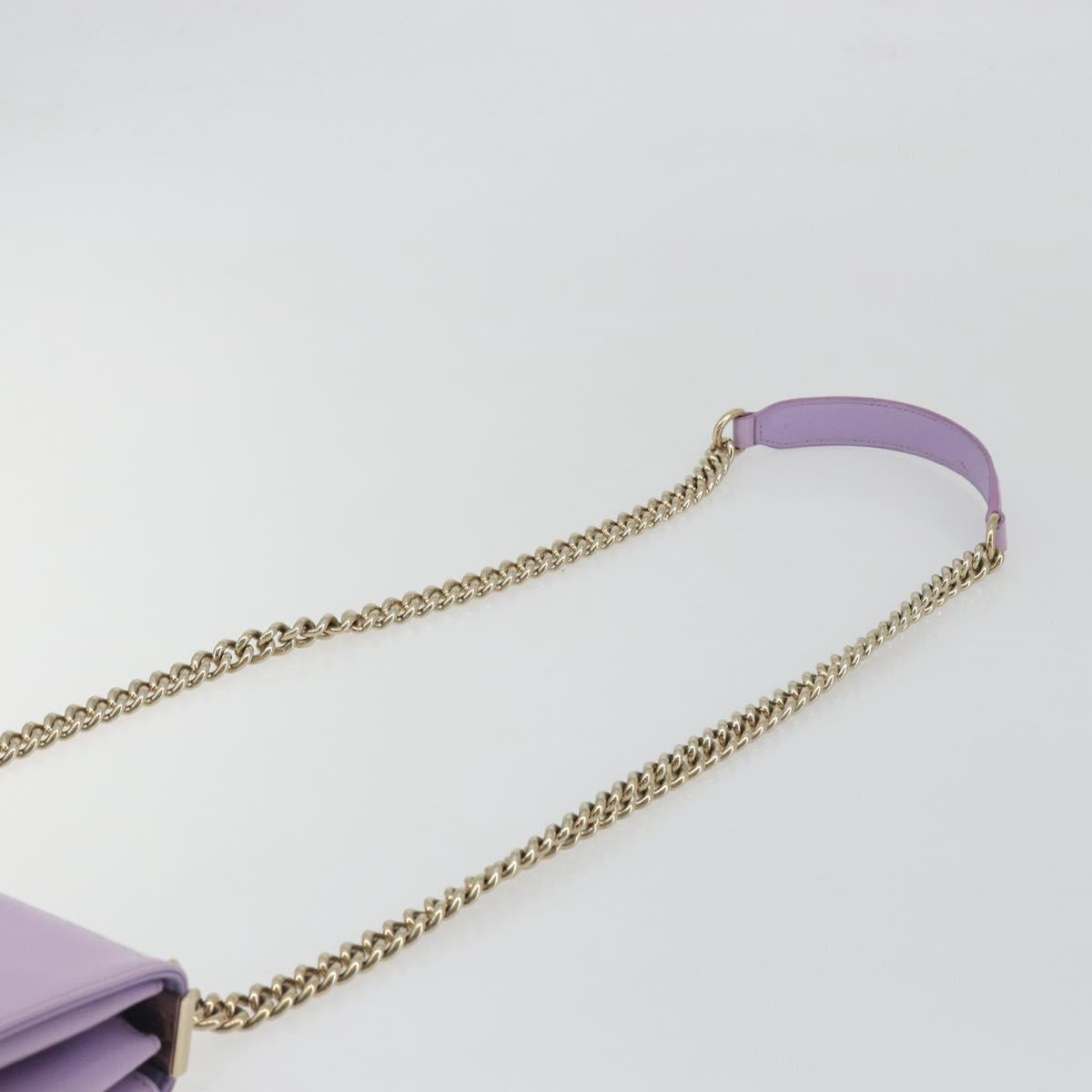 VERSACE Medusa Chain Shoulder Bag Patent Purple Gold Tone Auth BA14565A