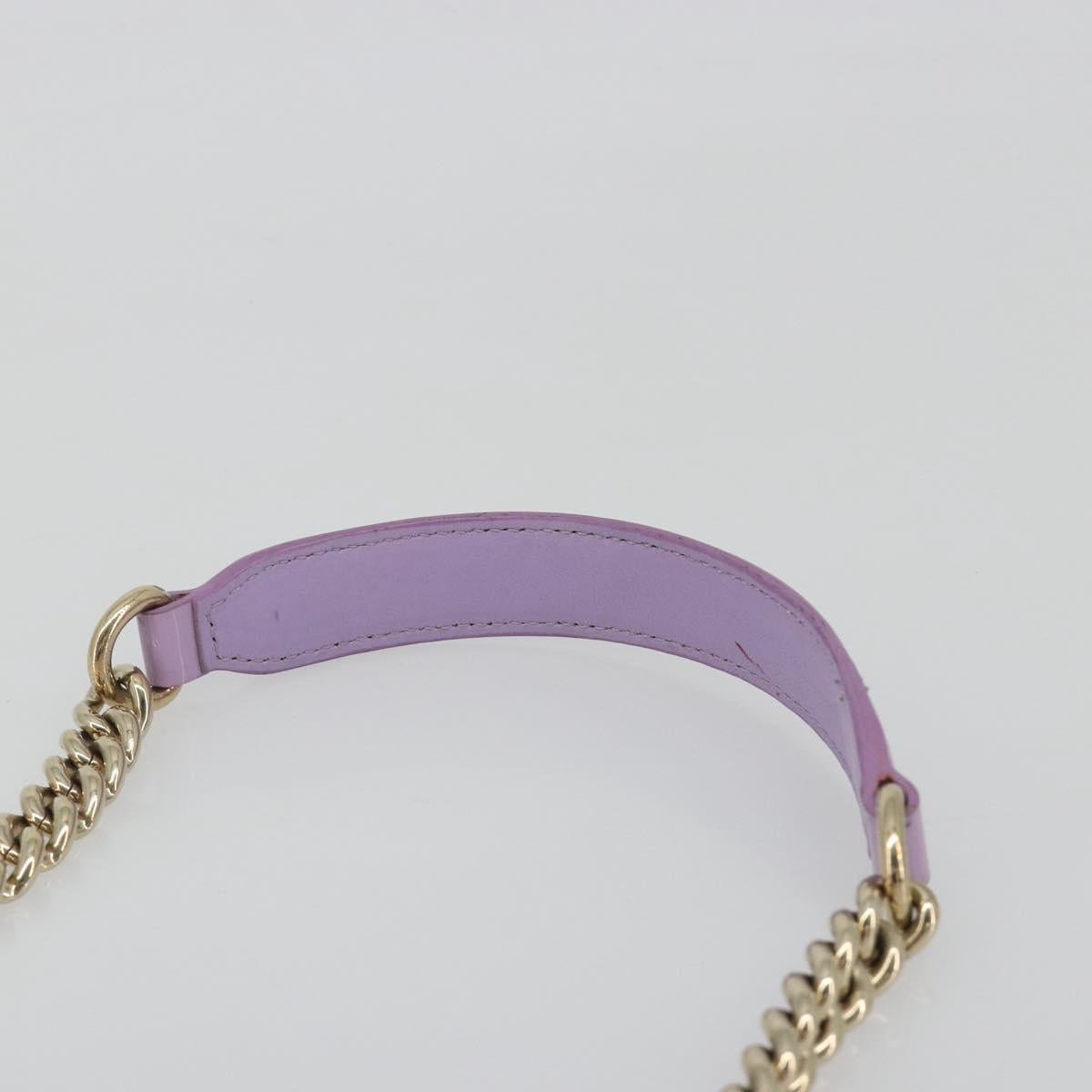 VERSACE Medusa Chain Shoulder Bag Patent Purple Gold Tone Auth BA14565A