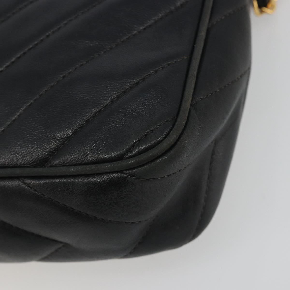 CHANEL Diamond Stitch Chain Shoulder Bag Lamb Skin Black Gold CC Auth BA14566
