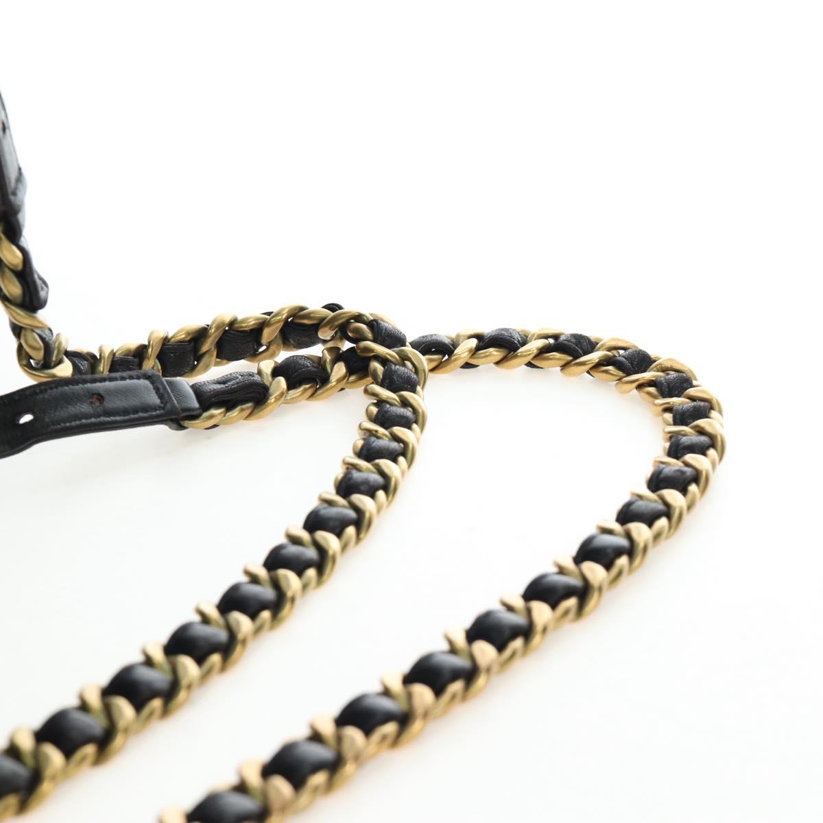 CHANEL Matelasse Chain Backpack Lamb Skin Black Gold Tone CC Auth BA14567M