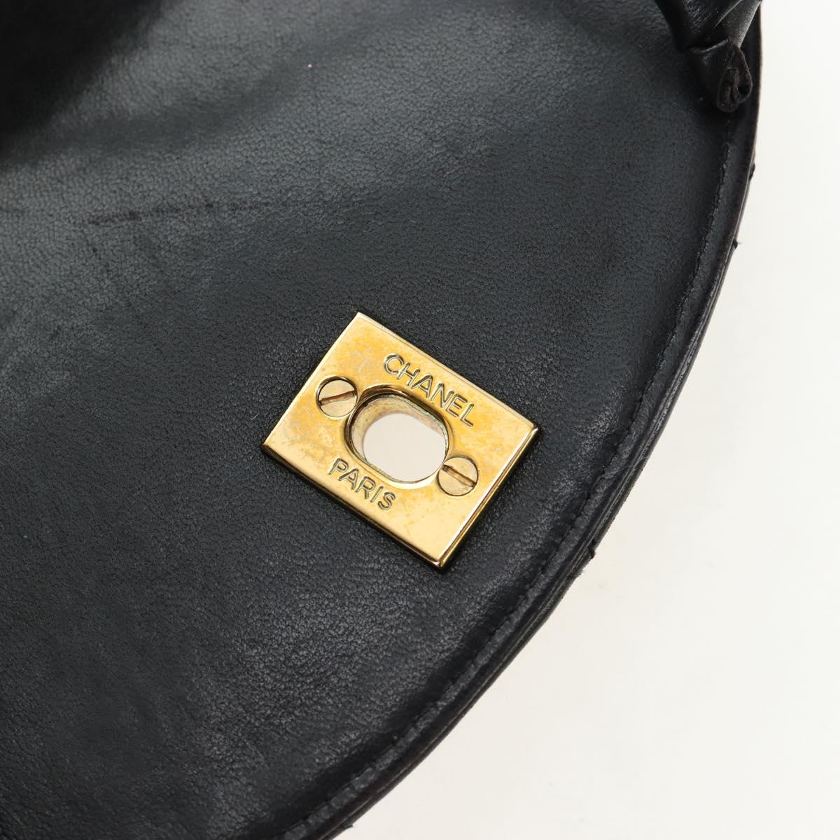 CHANEL Matelasse Chain Backpack Lamb Skin Black Gold Tone CC Auth BA14567M