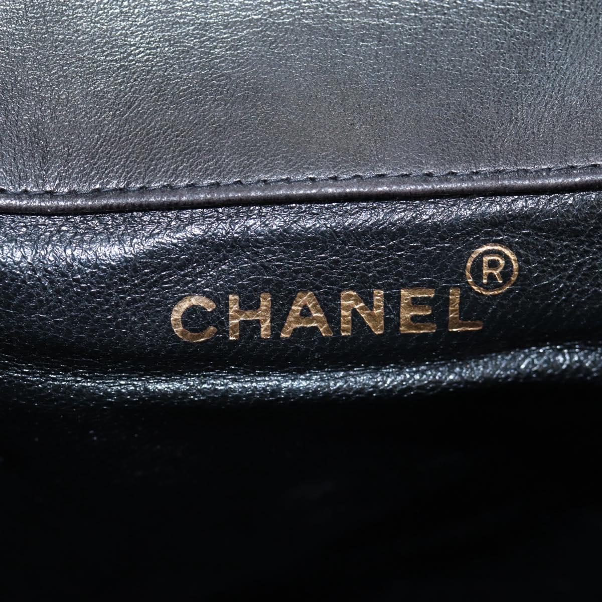 CHANEL Matelasse Chain Backpack Lamb Skin Black Gold Tone CC Auth BA14567M