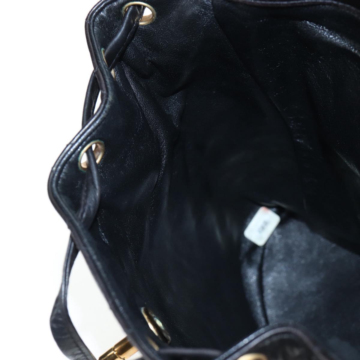 CHANEL Matelasse Chain Backpack Lamb Skin Black Gold Tone CC Auth BA14567M