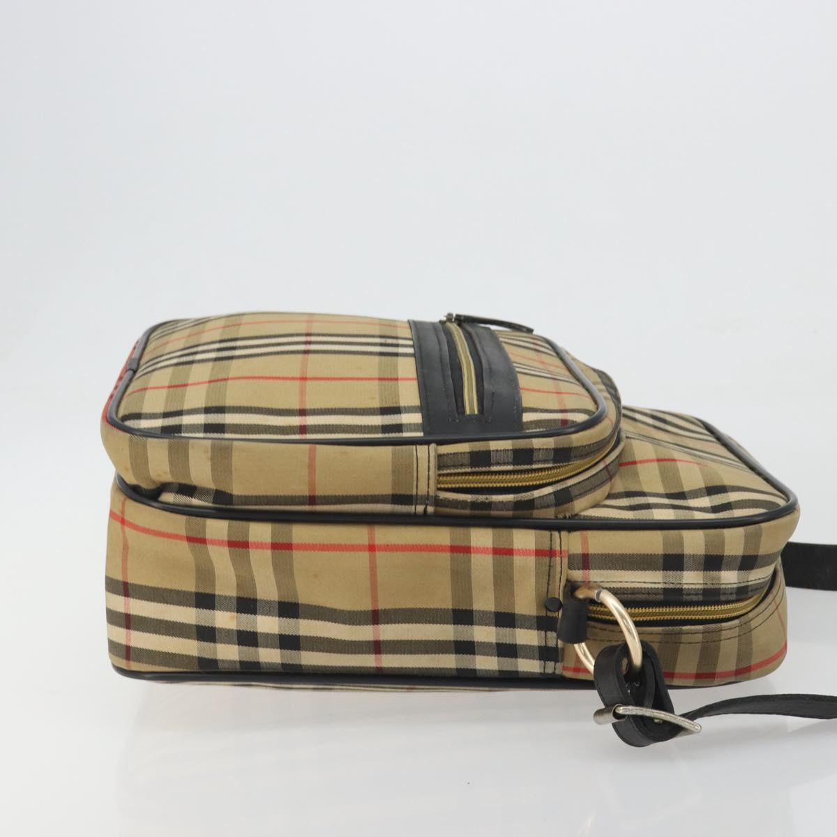 Burberrys Nova Check Shoulder Bag Canvas Beige Gold Tone Auth BA14568