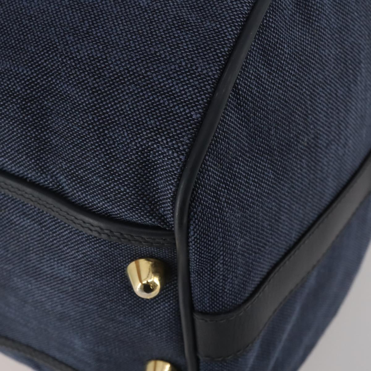 GUCCI Boston Bag Canvas 2way Navy Gold Tone 012 123 0254 Auth BA14569
