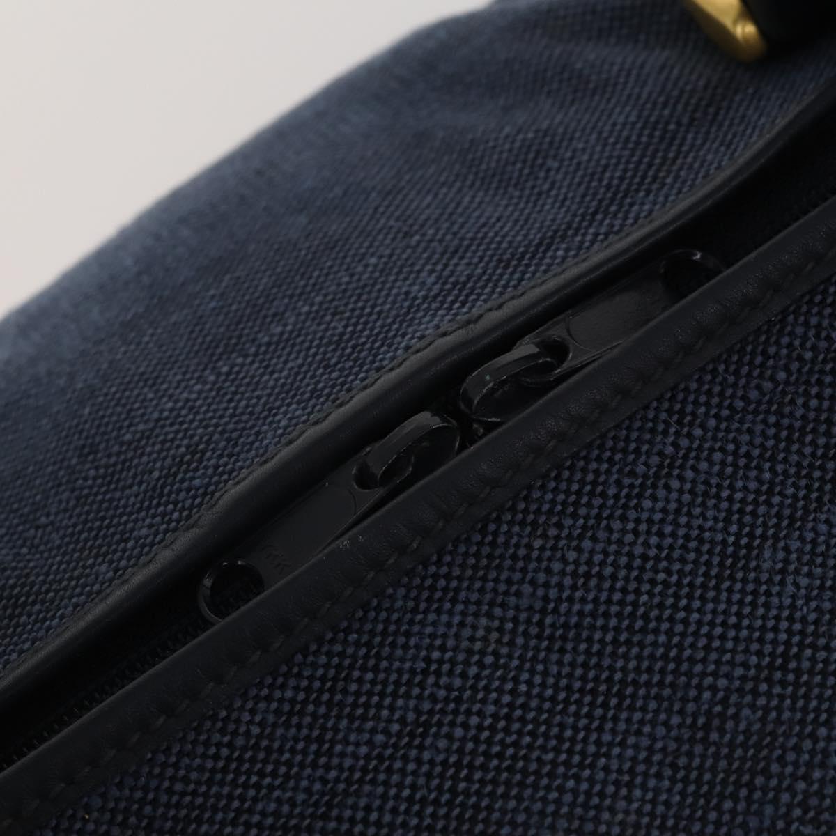 GUCCI Boston Bag Canvas 2way Navy Gold Tone 012 123 0254 Auth BA14569