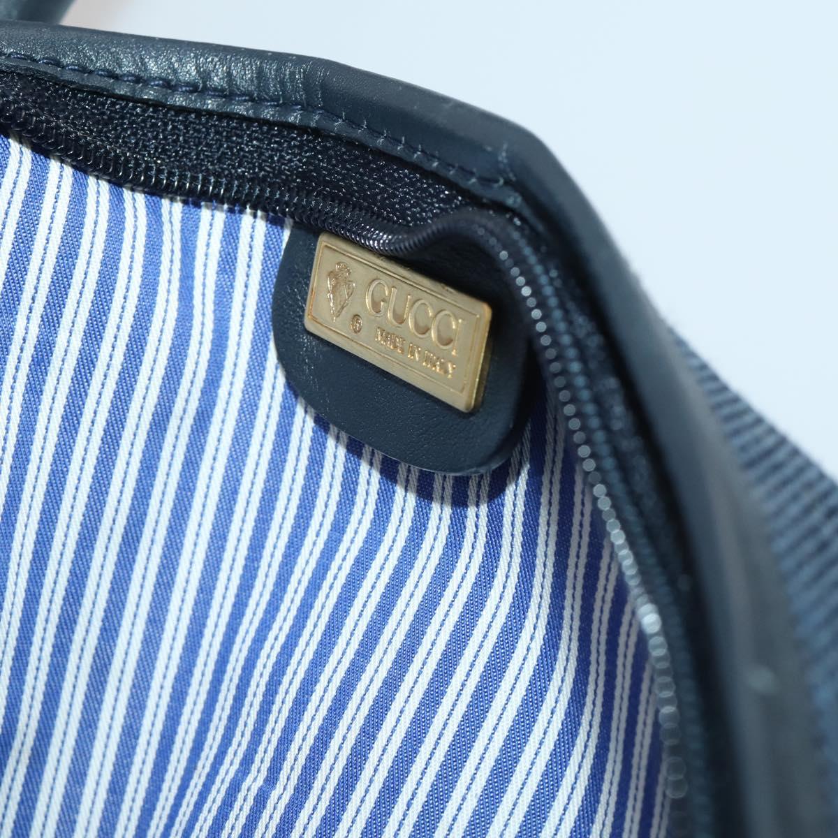 GUCCI Boston Bag Canvas 2way Navy Gold Tone 012 123 0254 Auth BA14569