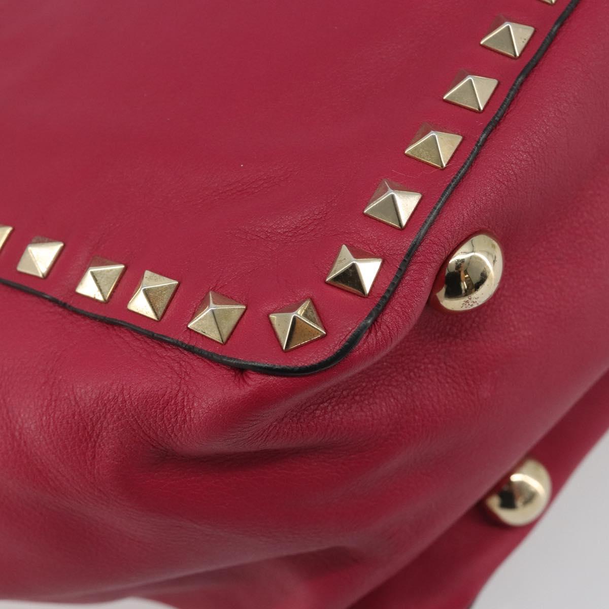 VALENTINO Studs Tote Bag Leather 2way Pink Gold Tone Auth BA14571