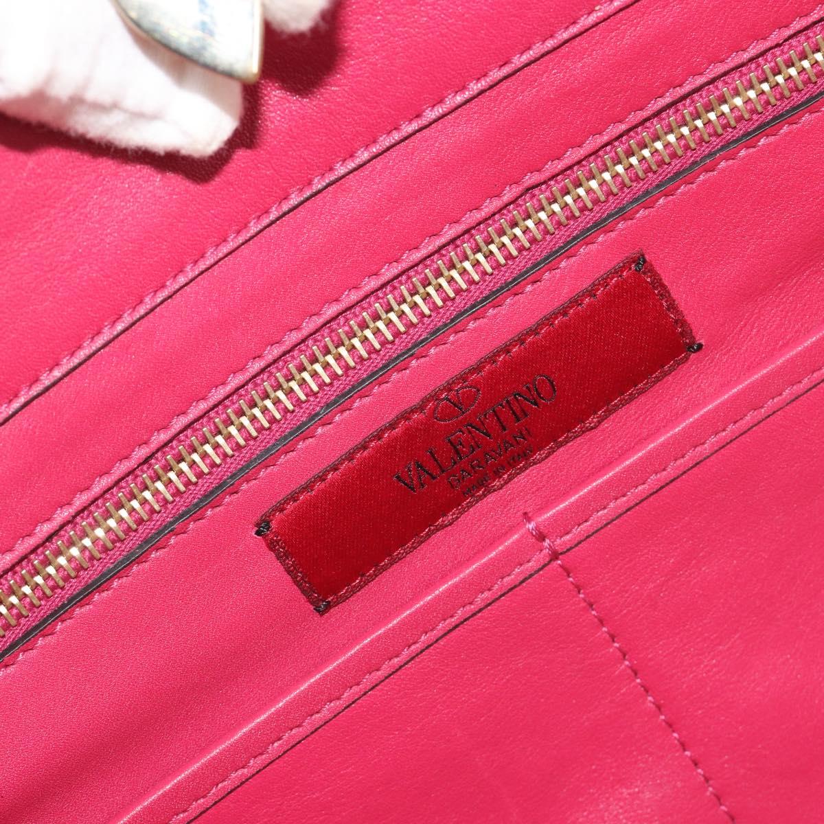VALENTINO Studs Tote Bag Leather 2way Pink Gold Tone Auth BA14571