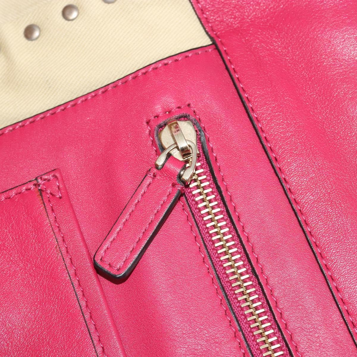 VALENTINO Studs Tote Bag Leather 2way Pink Gold Tone Auth BA14571