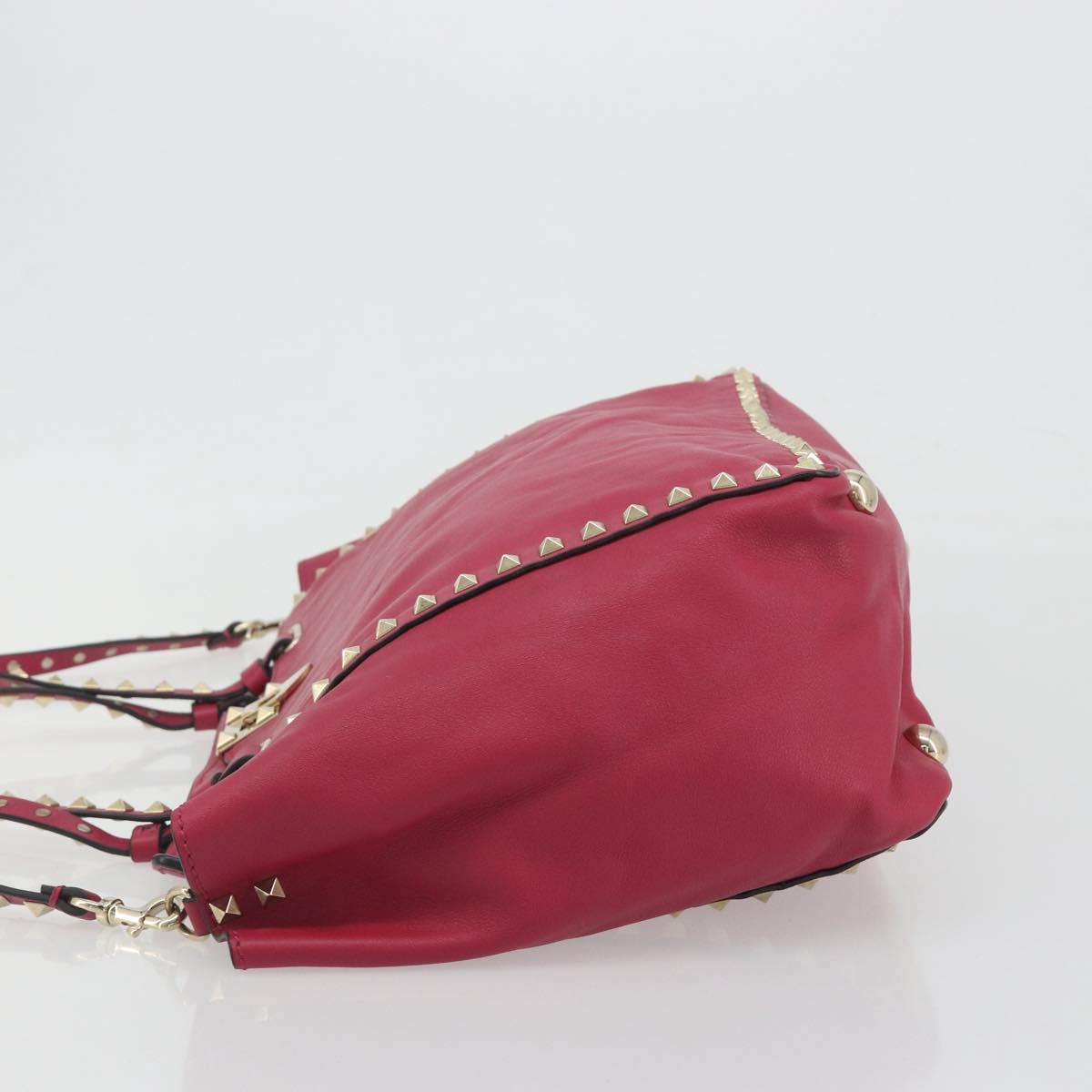 VALENTINO Studs Tote Bag Leather 2way Pink Gold Tone Auth BA14571