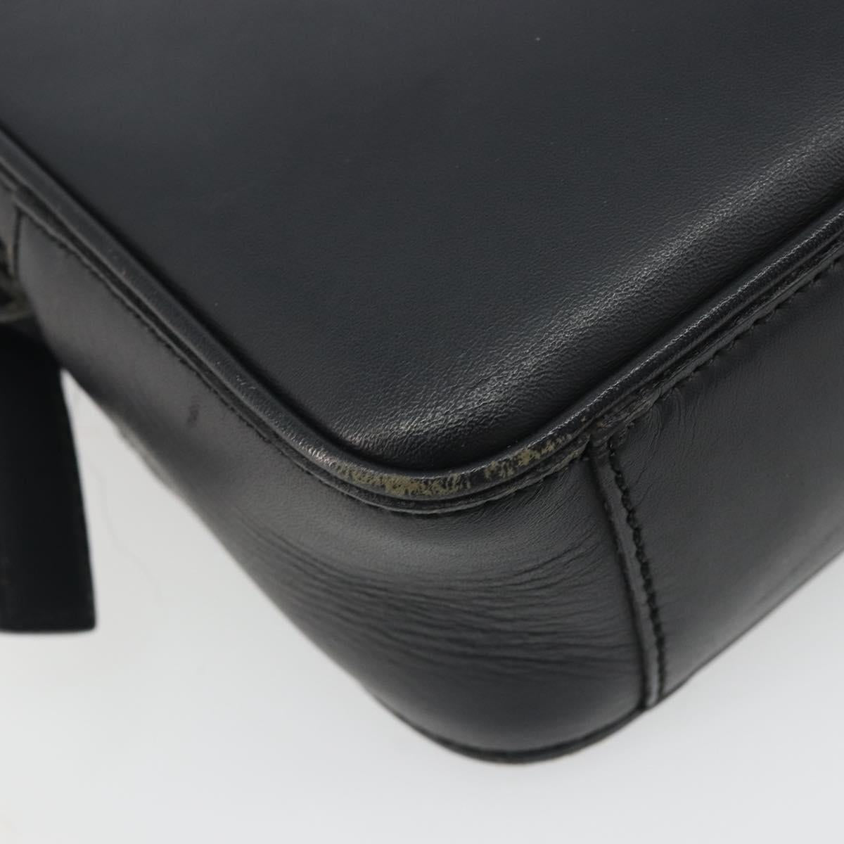 BURBERRY Shoulder Bag Leather Black Silver Auth BA14575