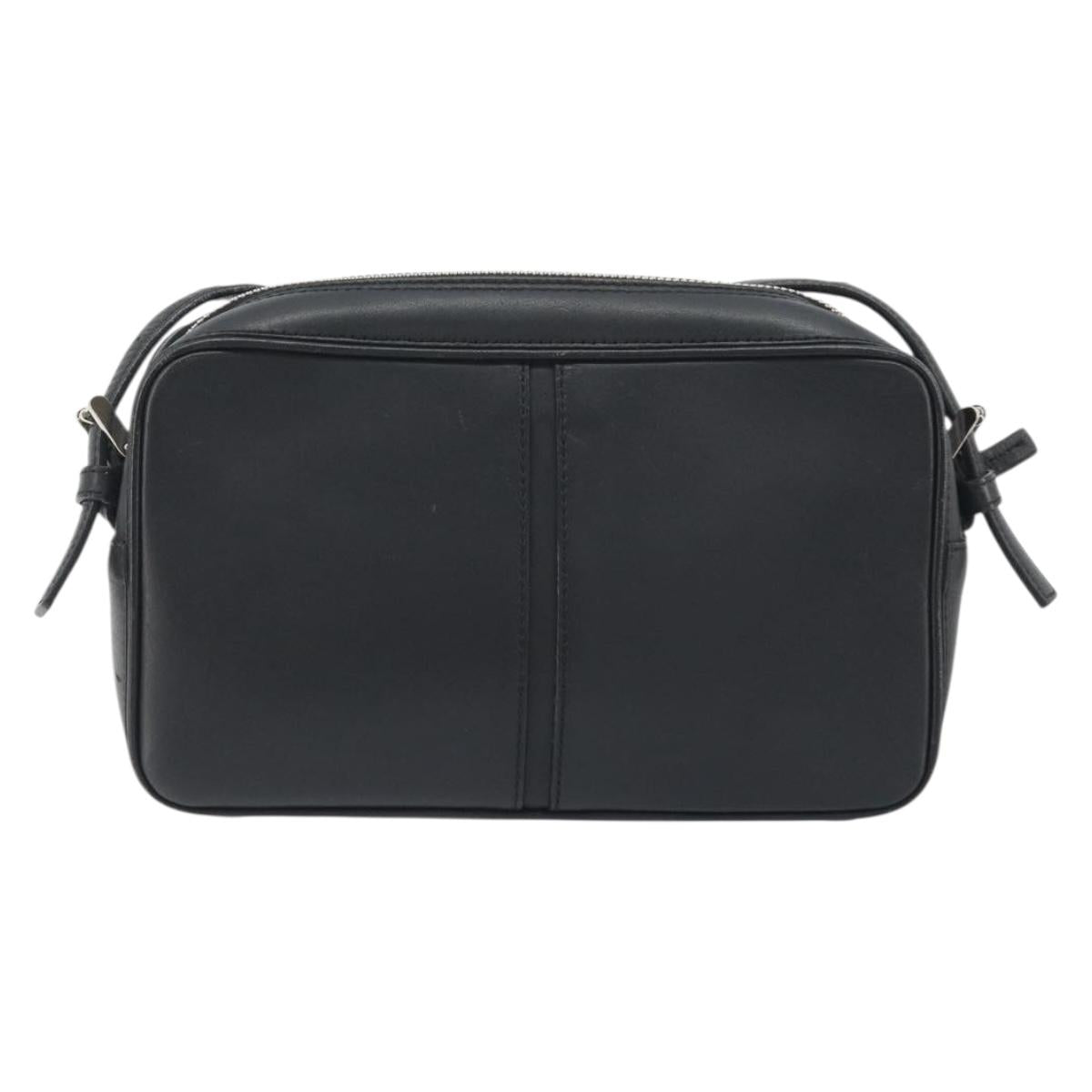 BURBERRY Shoulder Bag Leather Black Silver Auth BA14575
