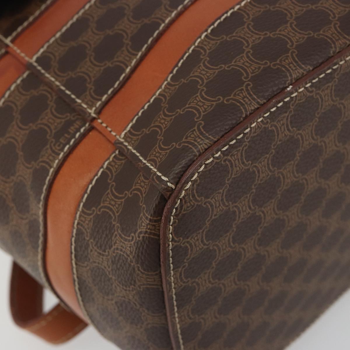 CELINE Macadam Backpack PVC Leather Brown Gold Tone Auth BA14576A