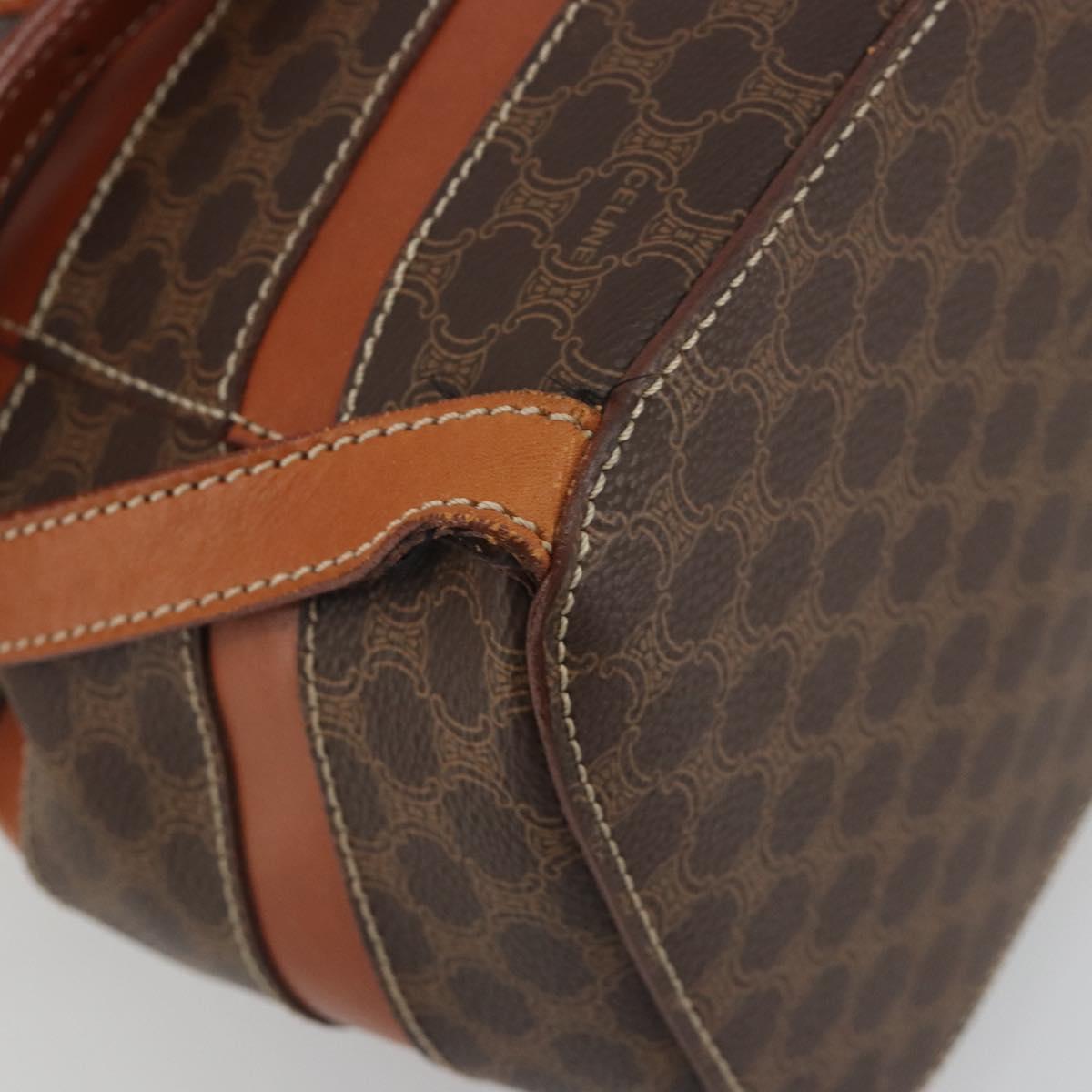 CELINE Macadam Backpack PVC Leather Brown Gold Tone Auth BA14576A