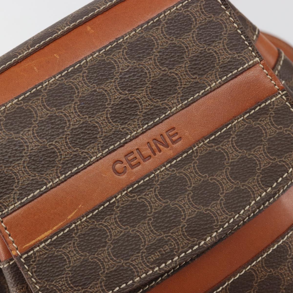 CELINE Macadam Backpack PVC Leather Brown Gold Tone Auth BA14576A