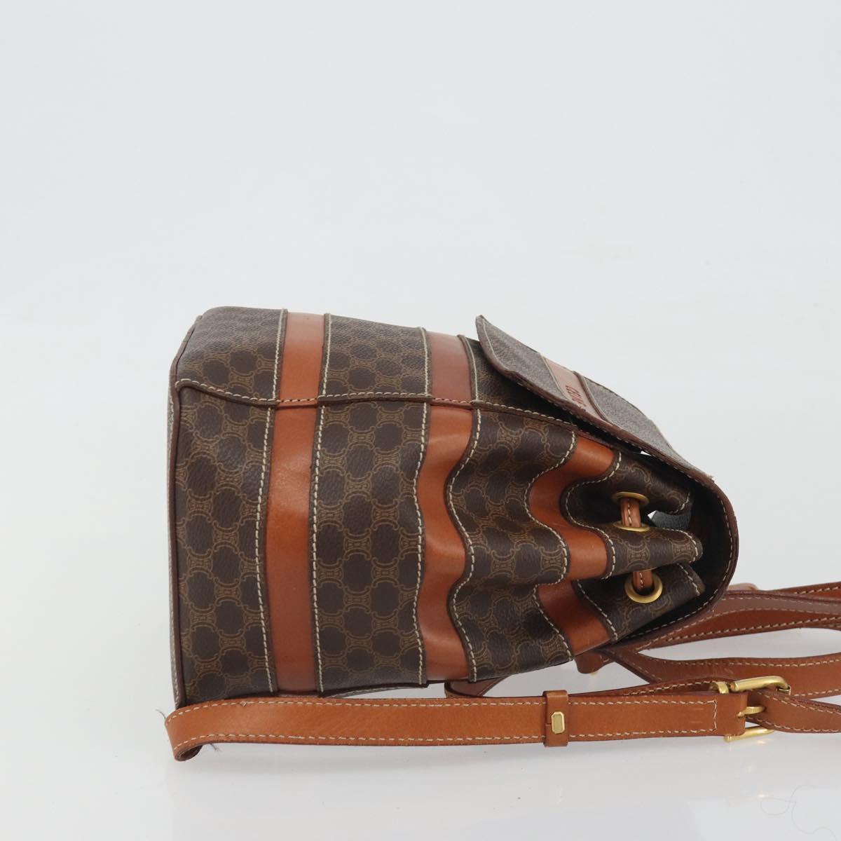 CELINE Macadam Backpack PVC Leather Brown Gold Tone Auth BA14576A