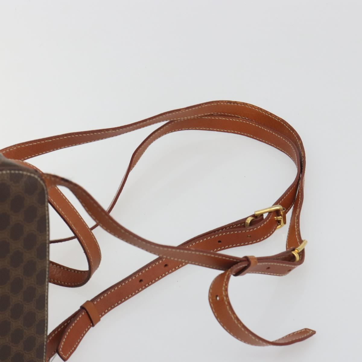 CELINE Macadam Backpack PVC Leather Brown Gold Tone Auth BA14576A