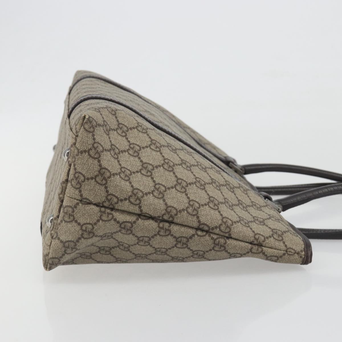 GUCCI GG Supreme Tote Bag PVC Leather Beige Silver 114595 Auth BA14578