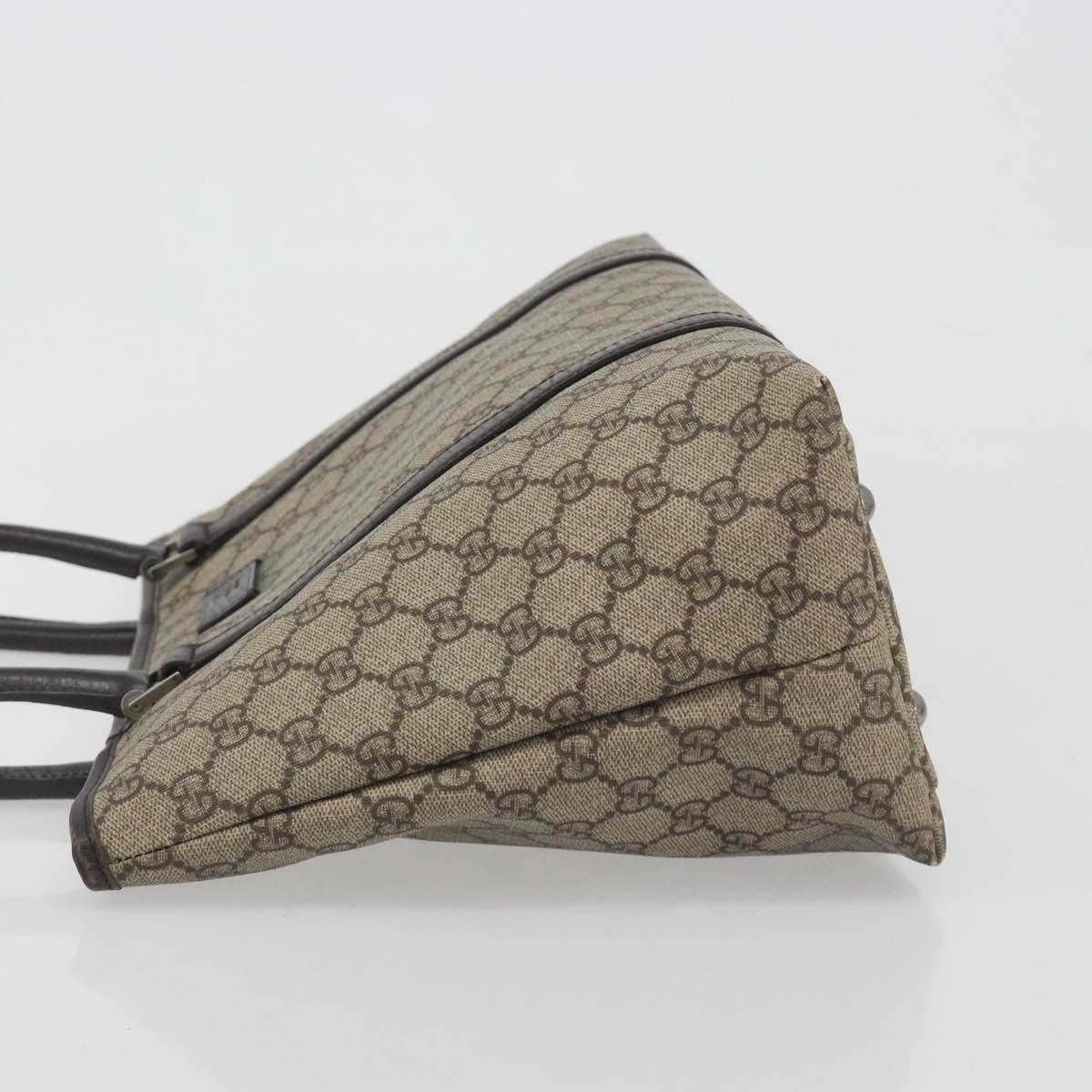 GUCCI GG Supreme Tote Bag PVC Leather Beige Silver 114595 Auth BA14578