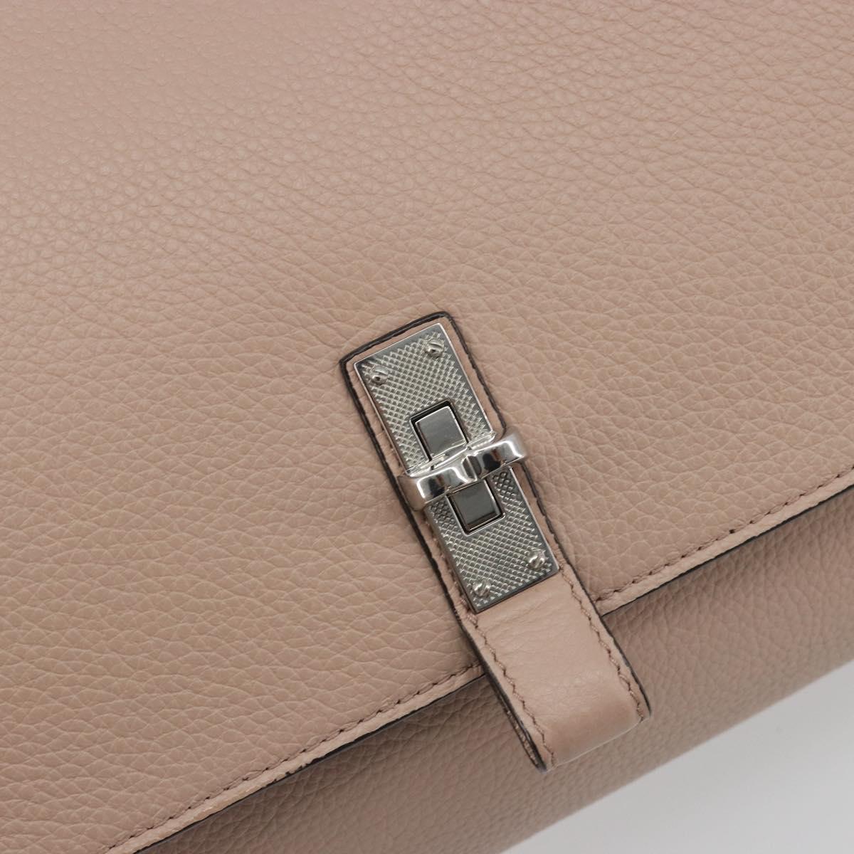 BALLY Shoulder Bag Leather Pink Silver Auth BA14581A