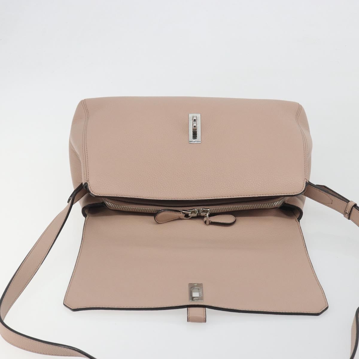 BALLY Shoulder Bag Leather Pink Silver Auth BA14581A