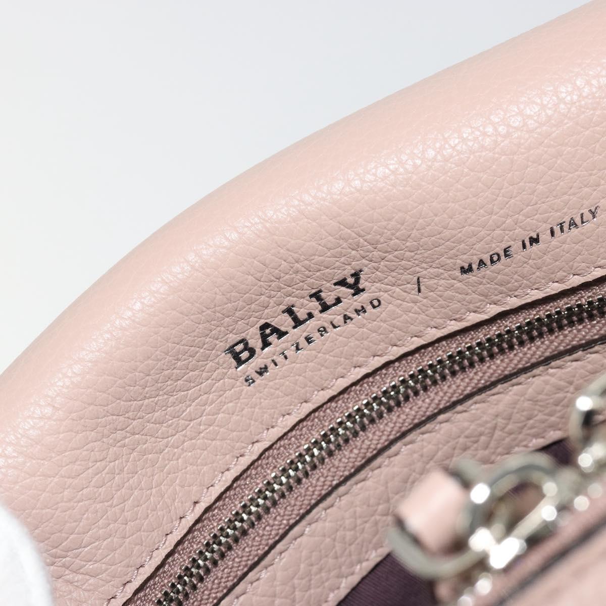 BALLY Shoulder Bag Leather Pink Silver Auth BA14581A