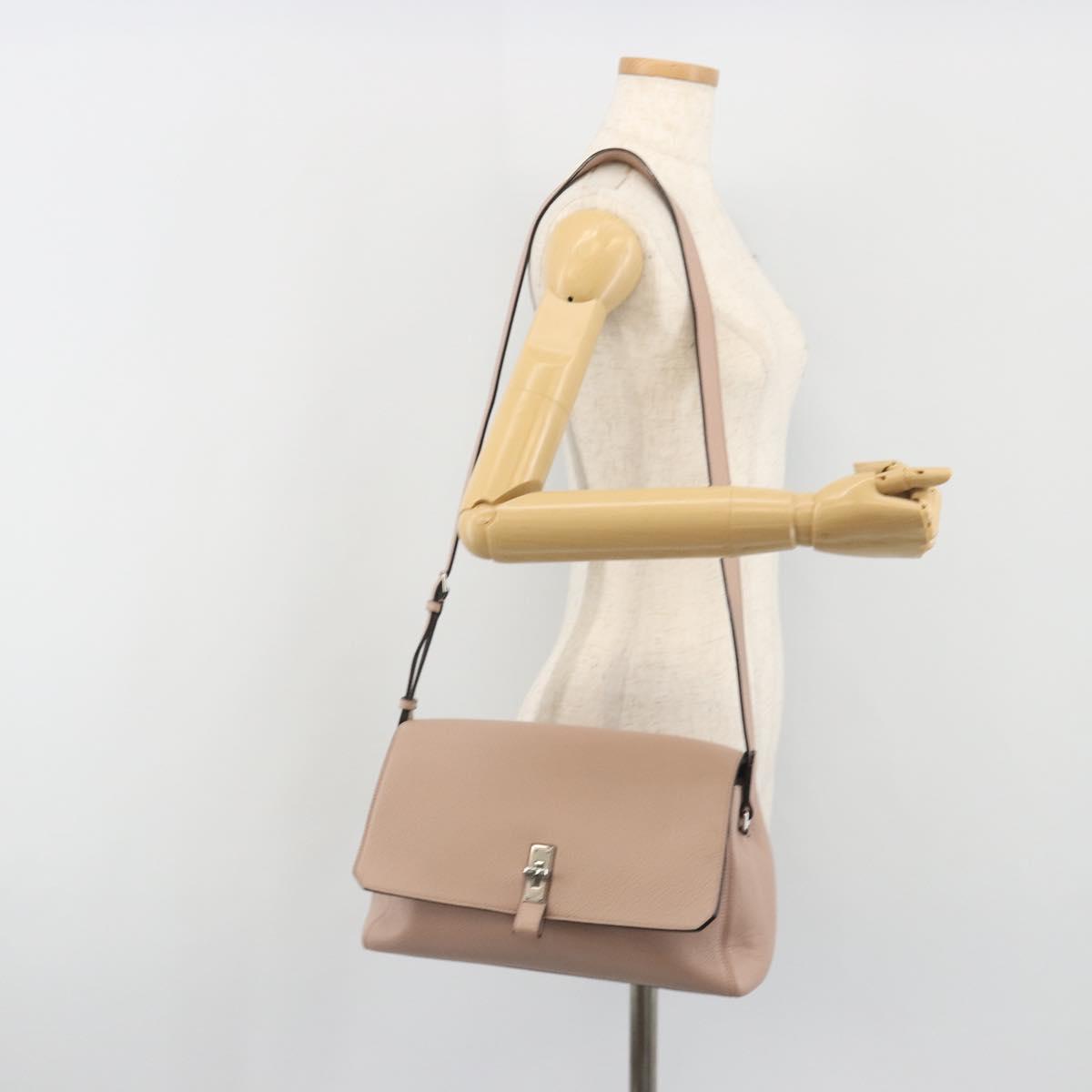 BALLY Shoulder Bag Leather Pink Silver Auth BA14581A