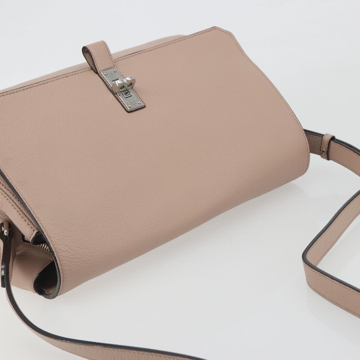 BALLY Shoulder Bag Leather Pink Silver Auth BA14581A