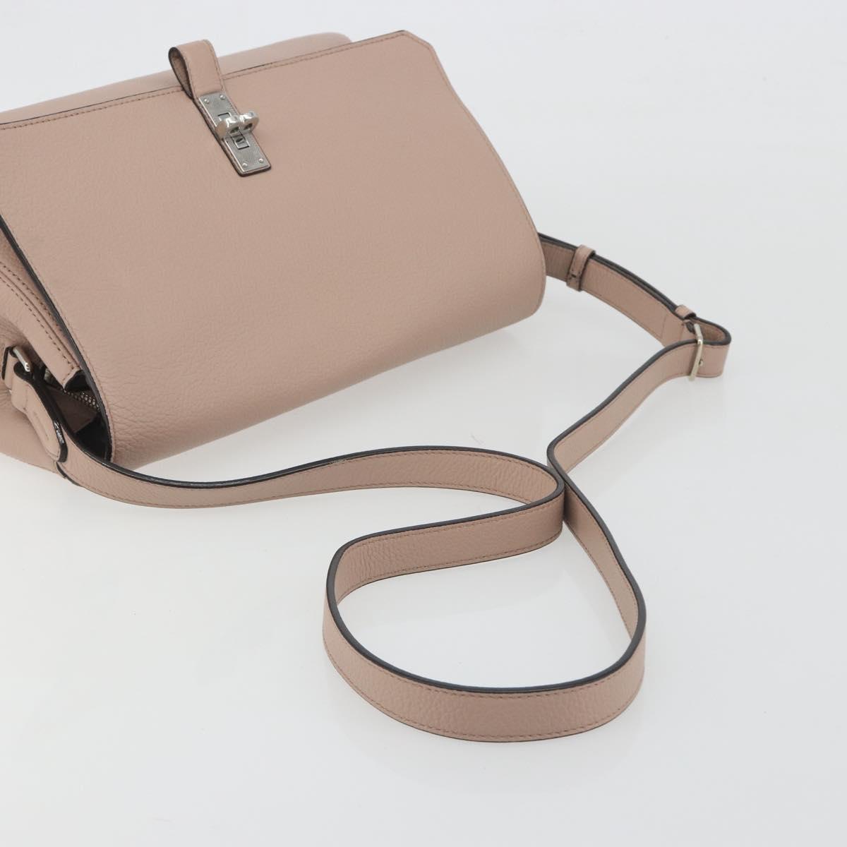 BALLY Shoulder Bag Leather Pink Silver Auth BA14581A