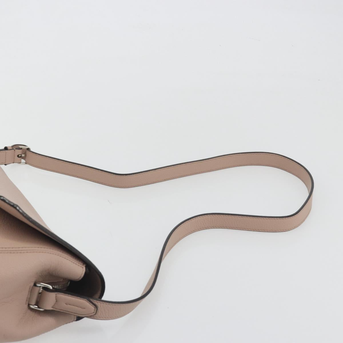 BALLY Shoulder Bag Leather Pink Silver Auth BA14581A