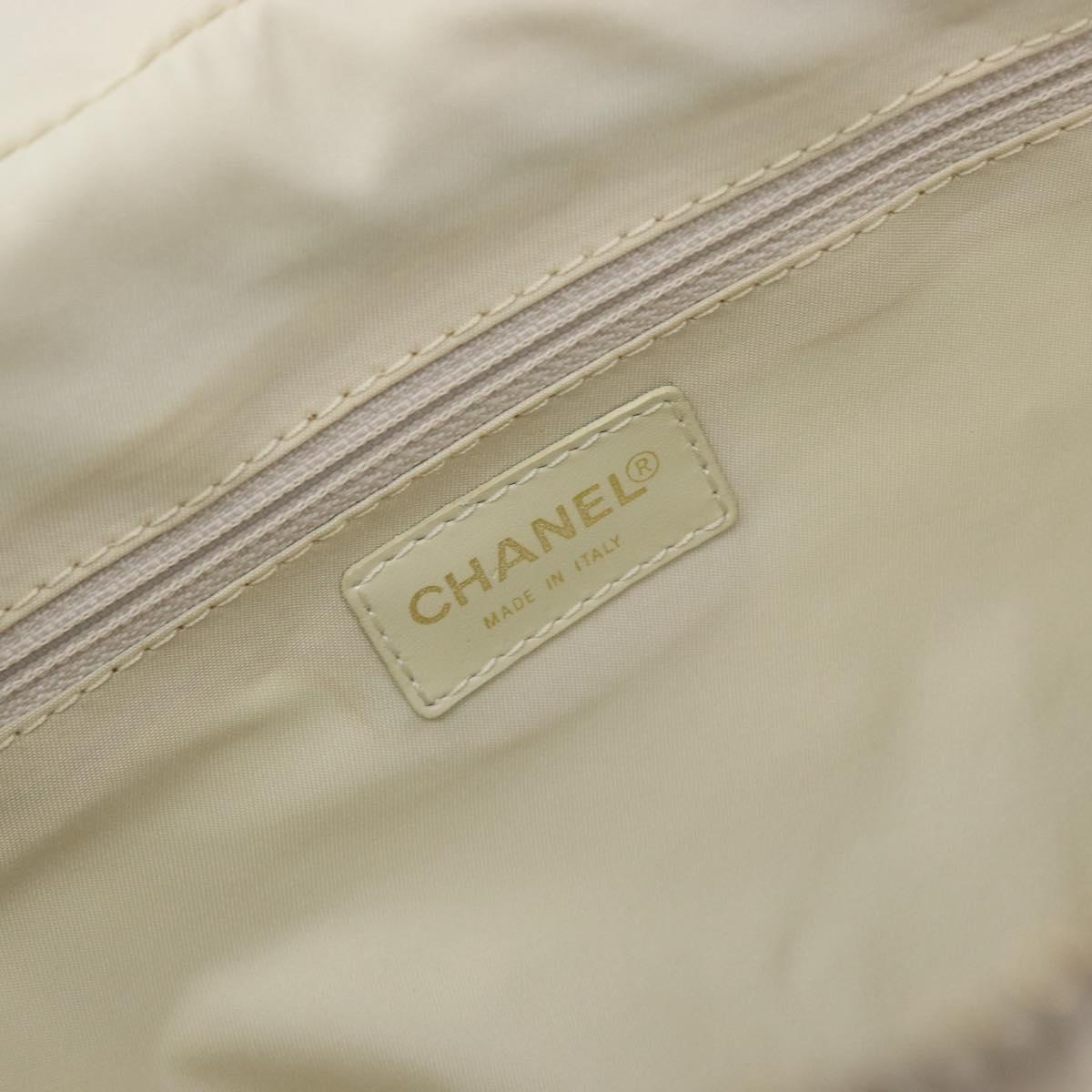 CHANEL New Travel Line Hand Bag Canvas Pink Gold Tone CC Auth BA14582A