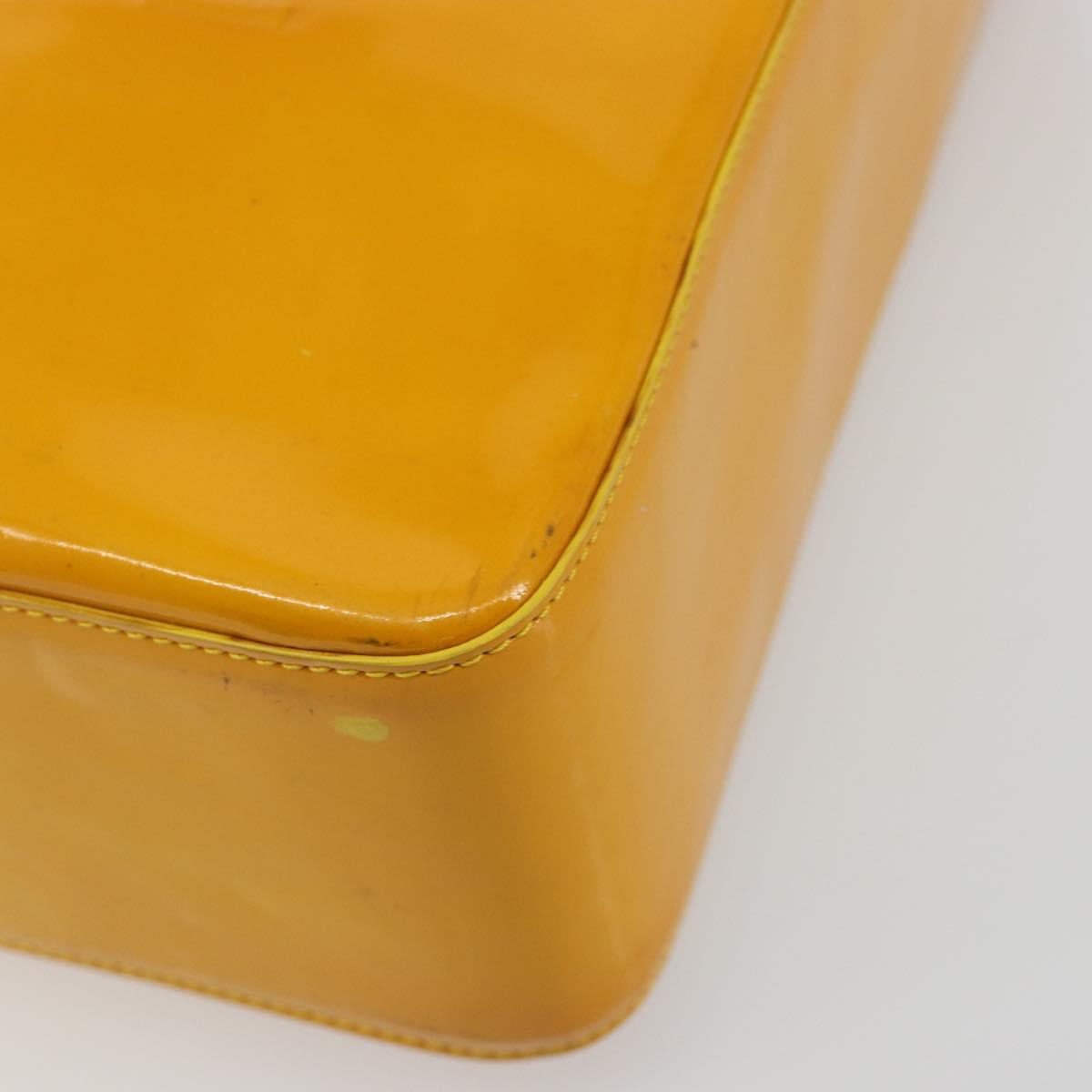CHANEL Tote Bag Patent Orange CC Auth BA14583