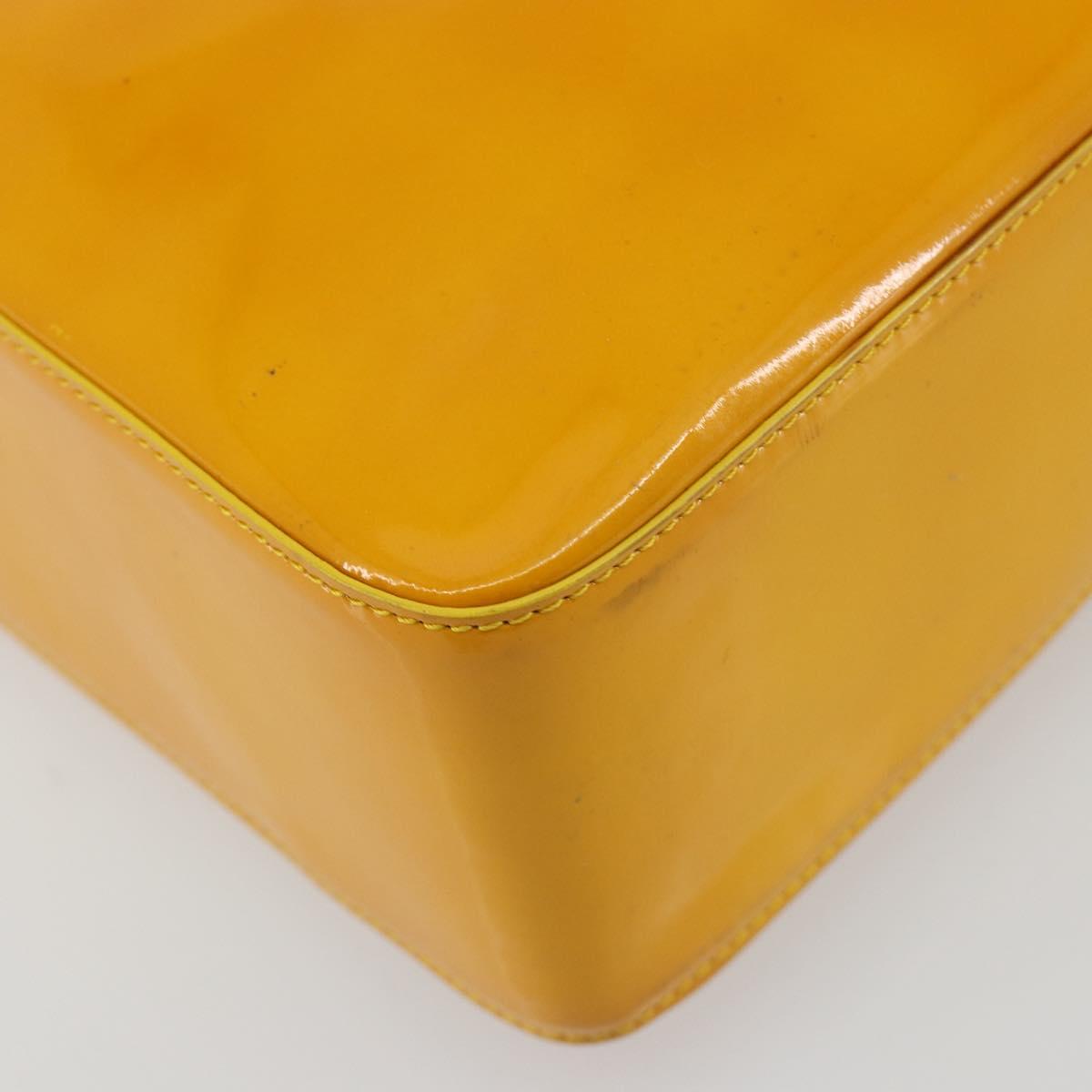 CHANEL Tote Bag Patent Orange CC Auth BA14583
