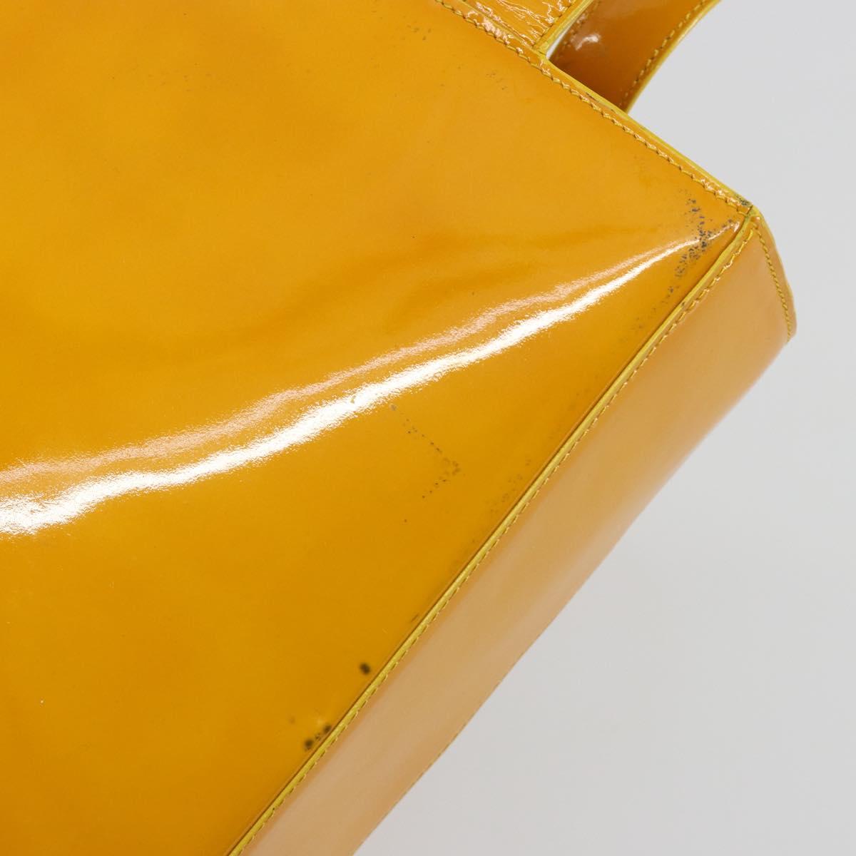 CHANEL Tote Bag Patent Orange CC Auth BA14583