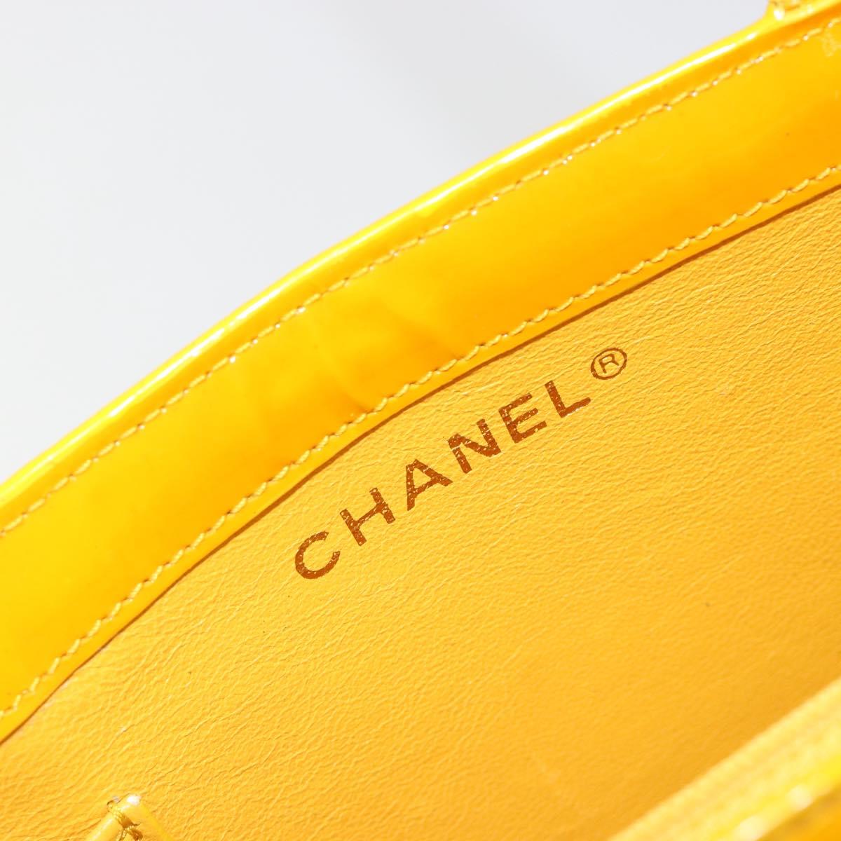 CHANEL Tote Bag Patent Orange CC Auth BA14583