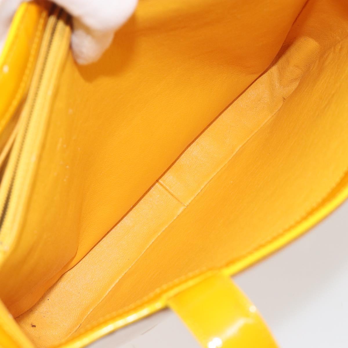 CHANEL Tote Bag Patent Orange CC Auth BA14583